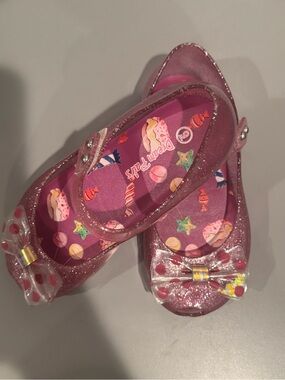 Dream Pairs Girls Pink Glitter Jelly Sandals with Candy Print
